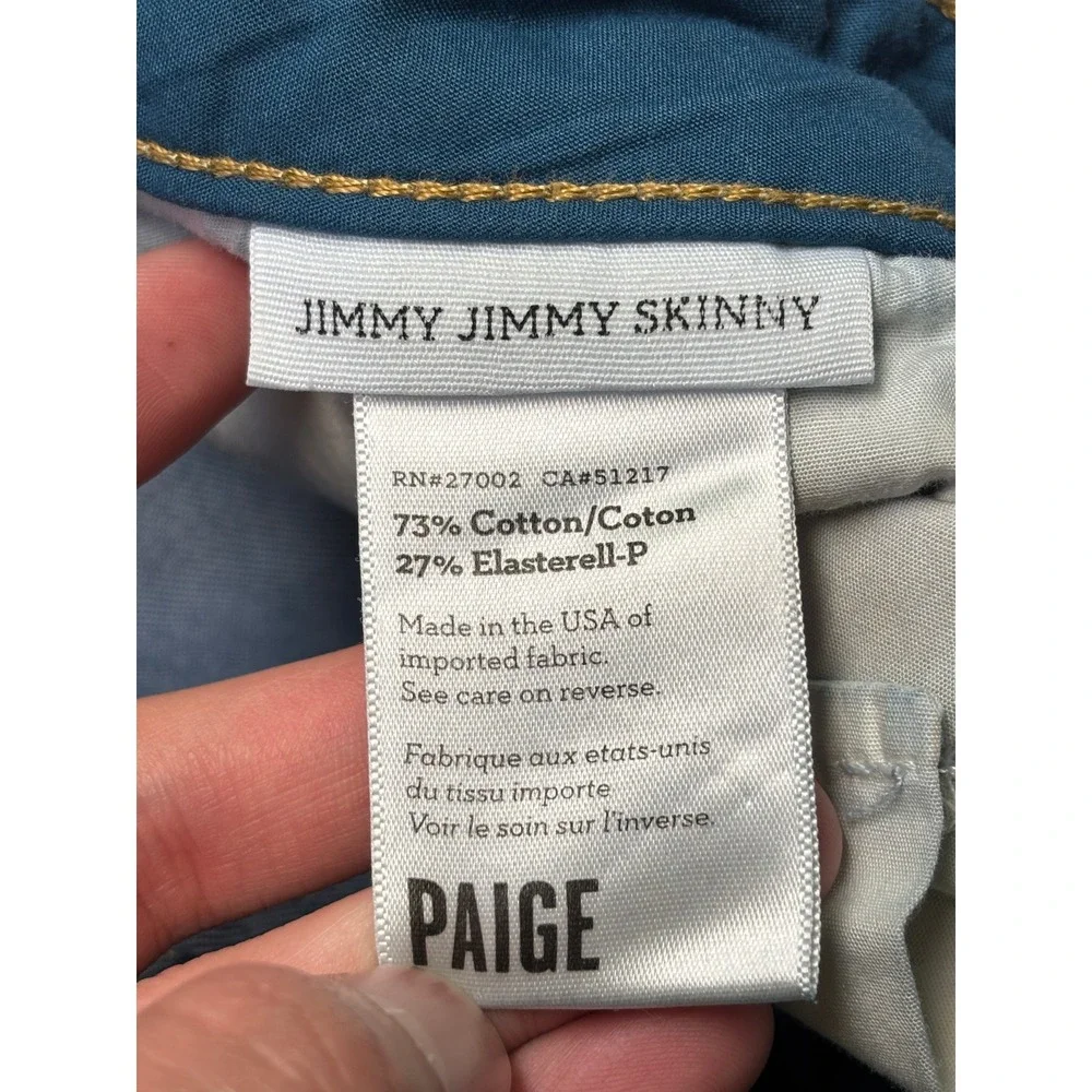 Paige‎ Jimmy Jimmy Skinny Jeans Womens 33X31 Dark Wash Blue Denim Slim Fit